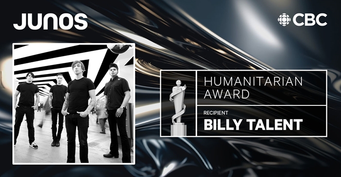 2026 JUNO Awards, Hamilton, March 26-29, Billy Talent, Humanitarian Award