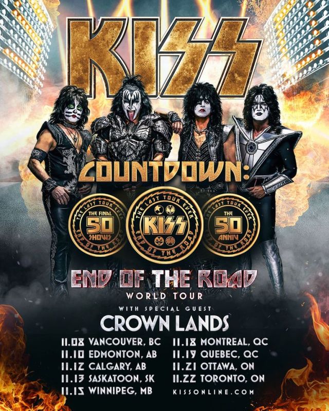 KISS End of the Road Tour Canada Shows with Crown Lands