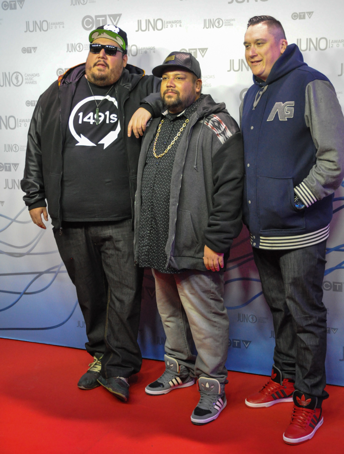 2014 Juno Awards - Red Carpet A Tribe Called Red - WINNER Breakthrough Group of the Year