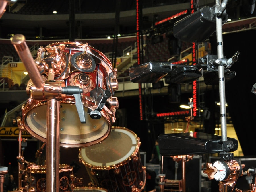 RUSH Time Machine Tour - Neil's Drum Kit Left Side of the kit with cowbells and Kat