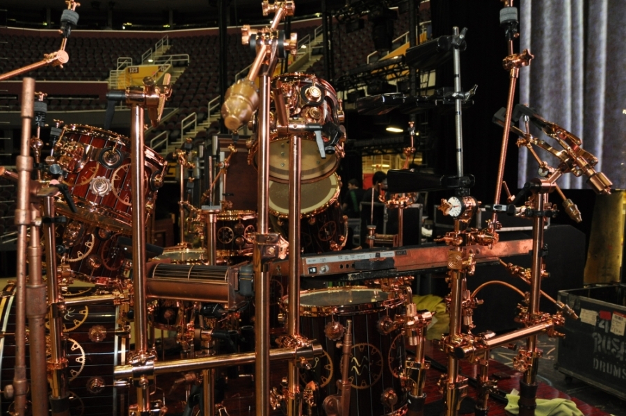 RUSH Time Machine Tour - Neil's Drum Kit Left Side of the kit with cowbells and Kat