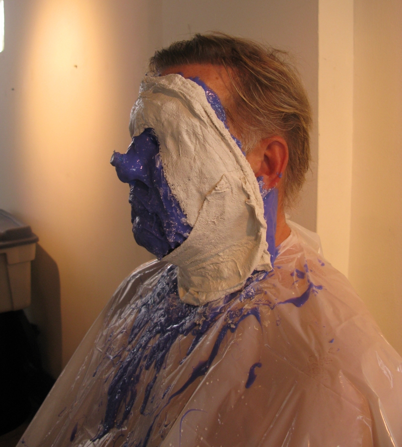 Alex Lifeson getting ready for the fat suit for the Time Machine Videos