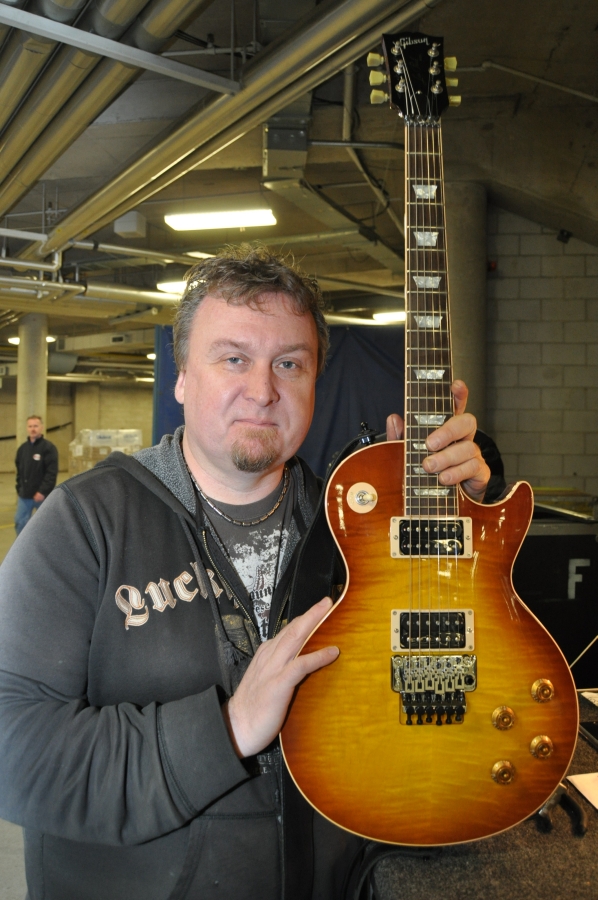 RUSH Time Machine Tour - Scott Appleton Alex Lifeson Guitar Tech with Les Paul Axcess with Tea Burst