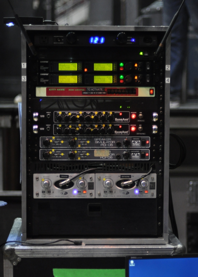 RUSH Time Machine Tour - Geddy Lee Gear - Shure Wireless, SansAmp Tech 21, Palmer PDI-05 Speaker Simulators, Avalon Ultra Five Class A Direct PreAmp