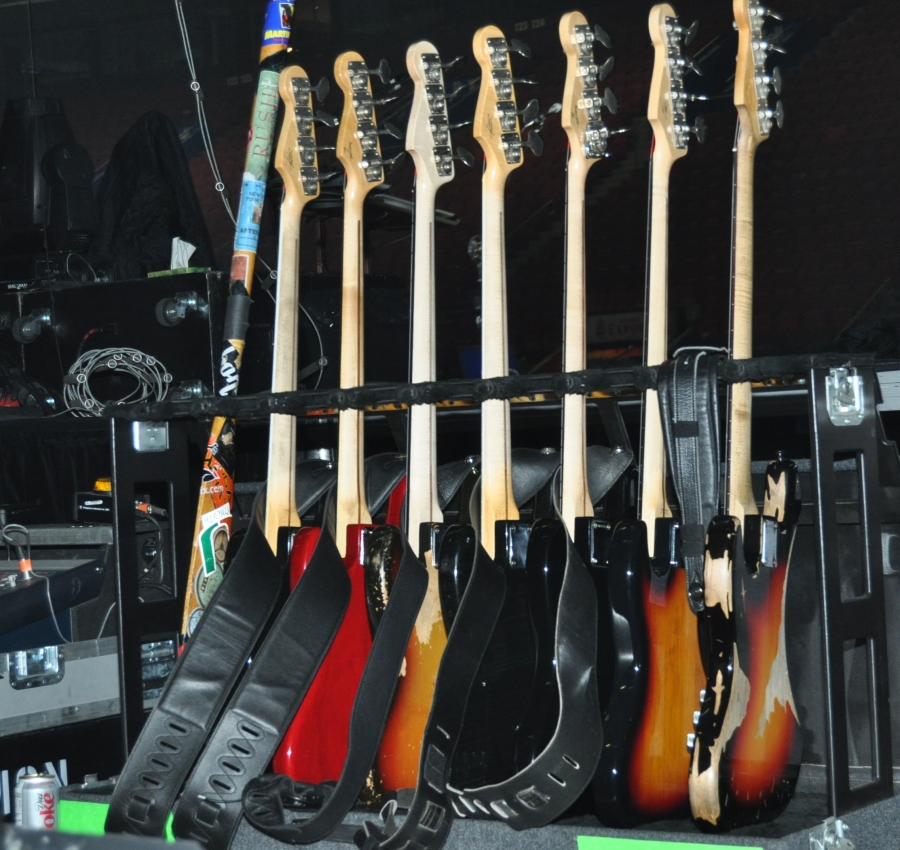 RUSH Time Machine Tour - Geddy Lee Rack of Bass Guitars