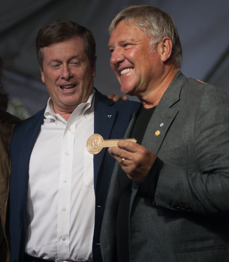 Lee Lifeson Art Park - Alex Lifeson with Mayor John Tory